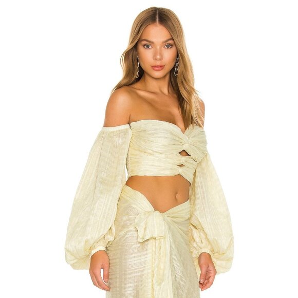 Bronx and Banco Amari Crop Top in Cream - Picture 3 of 6